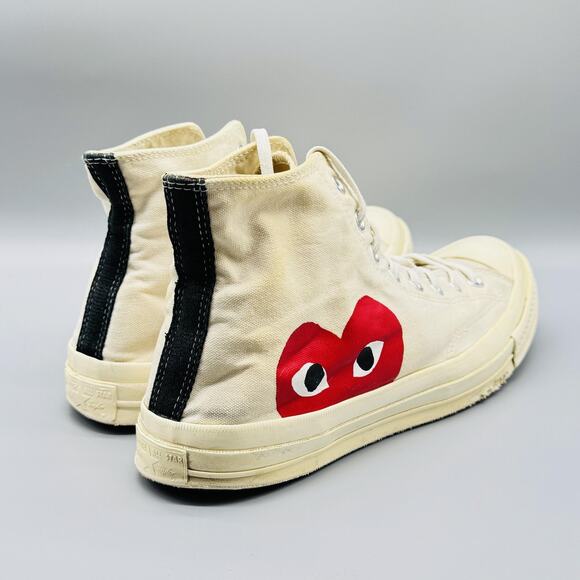 Converse Shoes Mens 11 Beige Chuck All Star Comme des Garcons Play High Top - Picture 7 of 10
